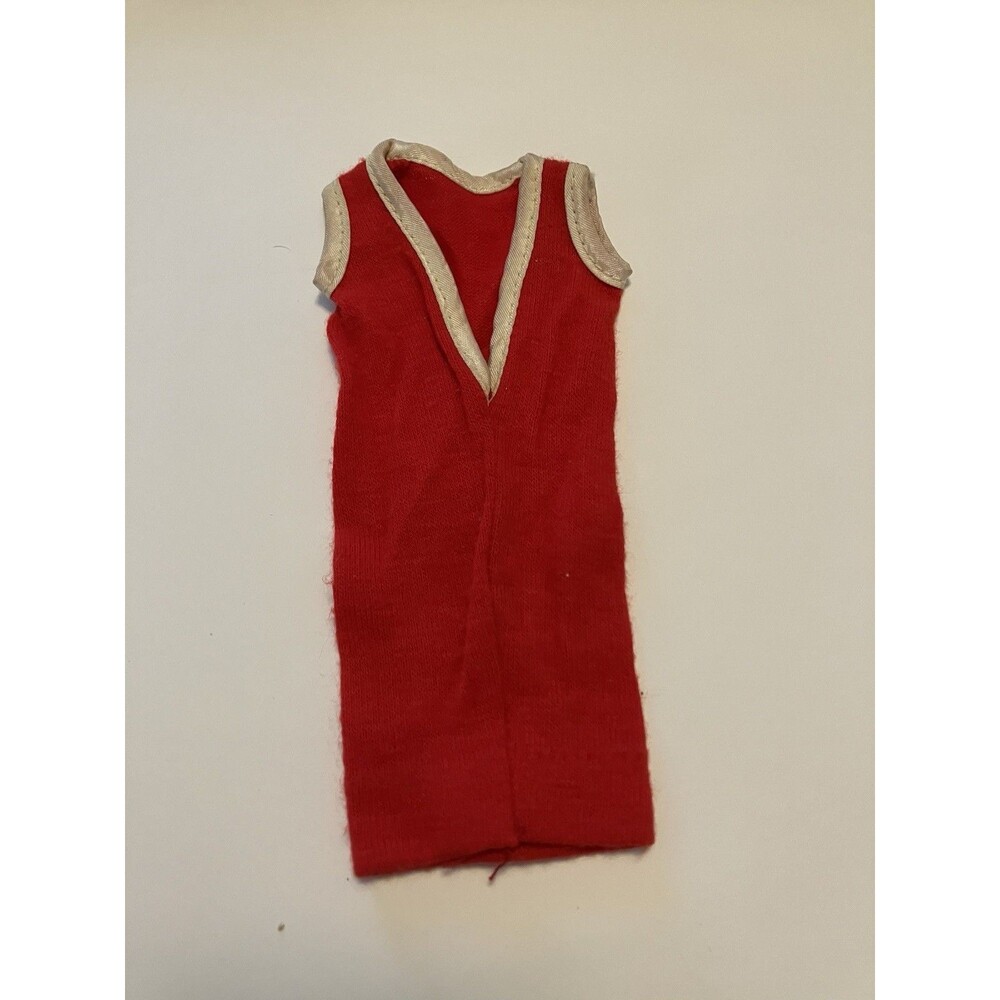Tressy Doll Red Dress V-neck White Trim  1960s Fashion Doll Vintage Clothes